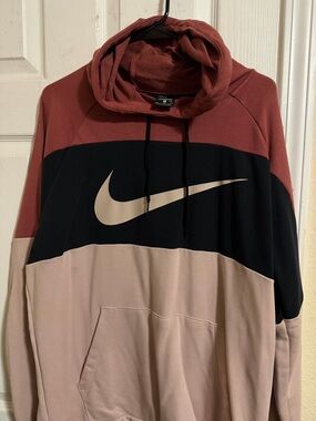 Nike Colorblock Pullover Hoodie - Rust, Black & Cream
